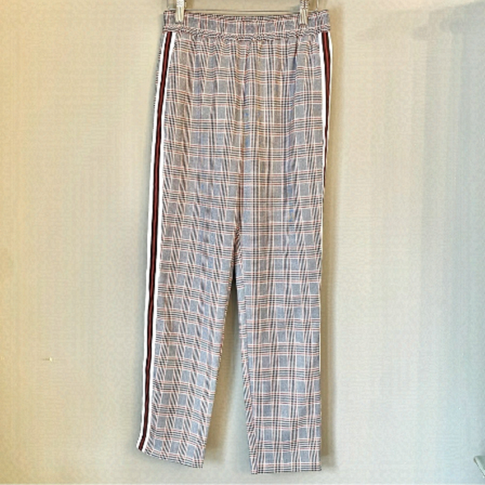 Hollister Mid-Rise Plaid Side Striped Trousers